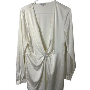 Fashion Nova White Satin Robe Sugar Free Dress